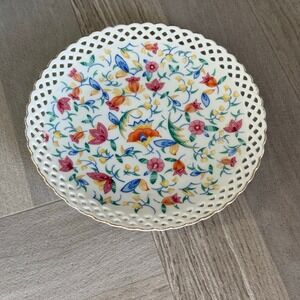 Vintage Germany Floral Reticulated Plate Decorative‎ Display Plate